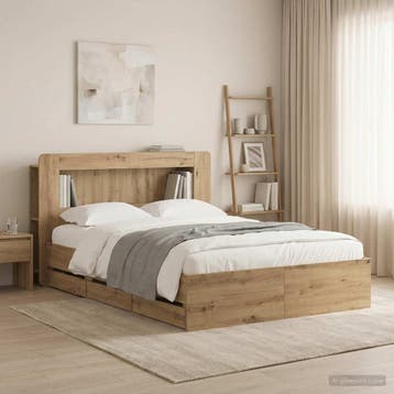 vidaXL Bedframe met opbergruimte en hoofdbord Artisanaal, Huis en Inrichting, Slaapkamer | Bedden, Verzenden, Nieuw