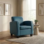 Leren fauteuil Joy - Toledo Turquoise (blauw) - Poten hout, Nieuw, Ophalen of Verzenden, Eigentijds, Klassiek, Modern, 50 tot 75 cm