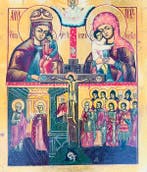 Icoon - Kruisiging van Christus, Moeder Gods - Hout