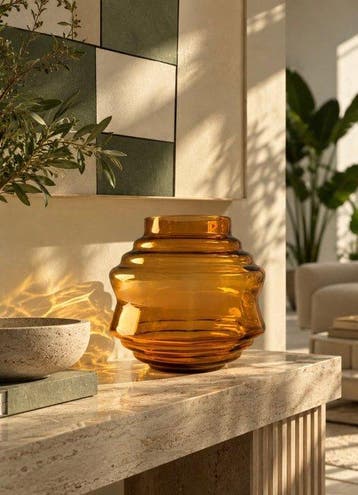 Verreries Doyen - Vaas - FLORALIE - Glas, amberkleurig glas