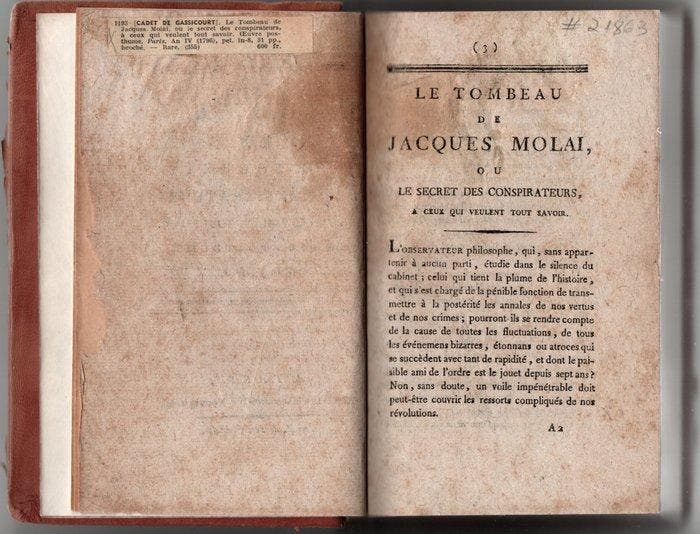 Cadet de Gassicourt - Le Tombeau de Jacques Molai, ou le, Collections, Objets militaires | Général