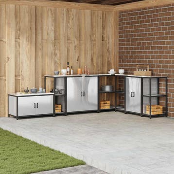 vidaXL Keukenplankeenheid HATTEM Zilverkleurig 30 x 50 x 92, Verzenden, Nieuw
