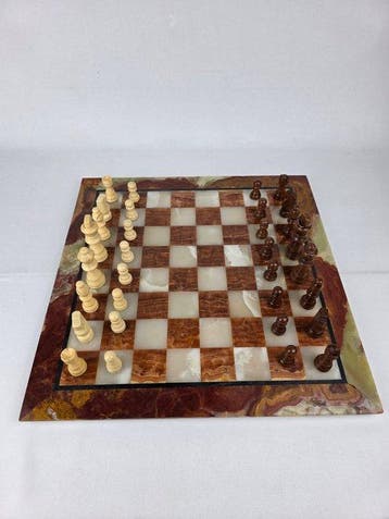 Jeu déchecs - Marbre, Onyx., Antiek en Kunst