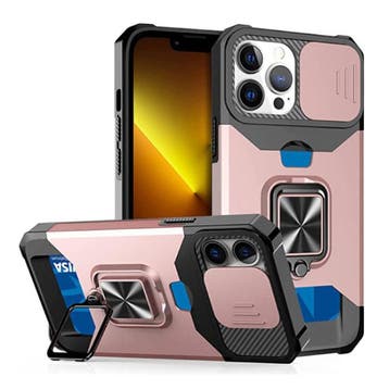 iPhone 12 Pro - Card Slot Hoesje met Kickstand en Camera, Verzenden