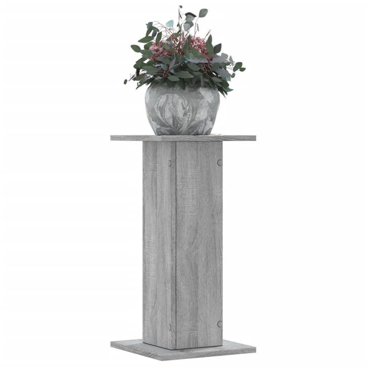 vidaXL Plantenstandaards 2 st 30x30x60 cm bewerkt hout grijs, Tuin en Terras, Bloembakken en Plantenbakken, Nieuw, Verzenden