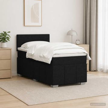 vidaXL Boxspringbed met matras met hoofdeinde Zwart 80 x 200, Verzenden