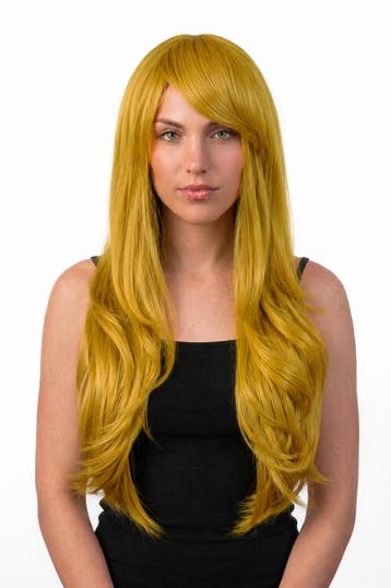 KIMU® Luxe Lange Gouden Pruik Zeemeermin Goud Geel Mermaid L, Kleding | Dames, Ophalen of Verzenden, Nieuw