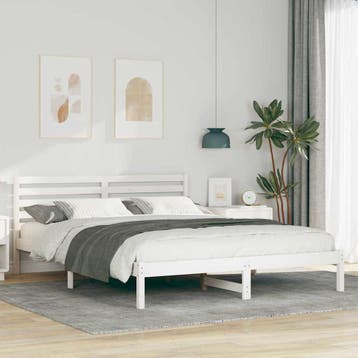 vidaXL Bedframe met hoofdeinde Wit 160 x 210 cm Massief, Huis en Inrichting, Slaapkamer | Bedden, Verzenden, Nieuw