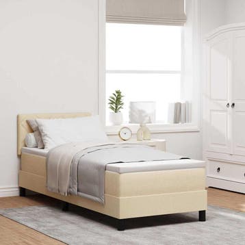 vidaXL Boxspring bed met LED-stripverlichting Crème 80 x 200, Verzenden, Nieuw