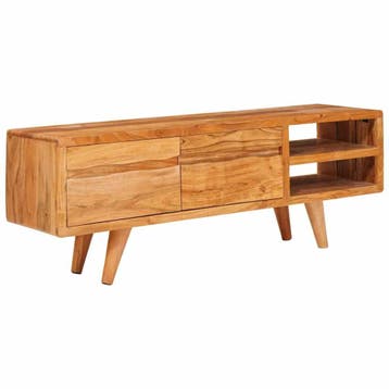 vidaXL TV Kast met plank Bruin 110 x 30 x 40 cm Massief, Verzenden, Nieuw