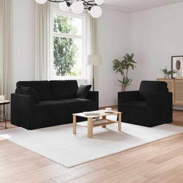 vidaXL bank / zetelstel 2 st Zwart Fluweel, Verzenden, Nieuw
