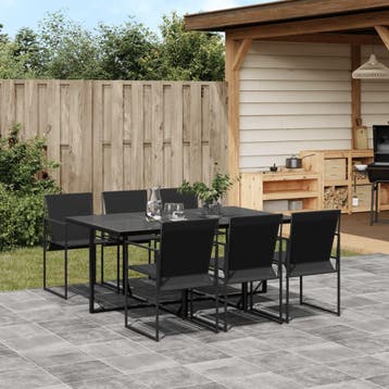 vidaXL 7-delige Tuinset textileen zwart, Verzenden, Nieuw, Tuinset