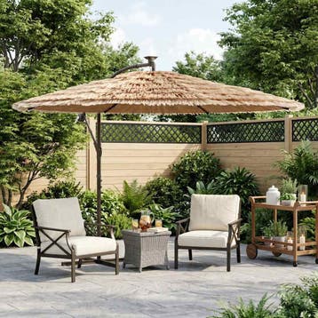 vidaXL Parasol met stalen paal 290x290x238 cm bruin, Verzenden, Nieuw