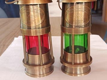 Vrachtlamp (2) - Messing/ Glas
