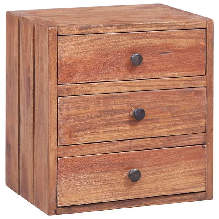 vidaXL Nachtkastje met 3 lades 35x25x35 cm massief, Huis en Inrichting, Slaapkamer | Nachtkastjes, Nieuw, Verzenden