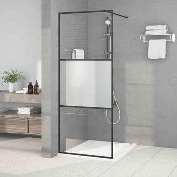 vidaXL Inloopdouchewand 80x195 cm halfmat ESG-glas zwart, Doe-het-zelf en Bouw, Verzenden, Nieuw
