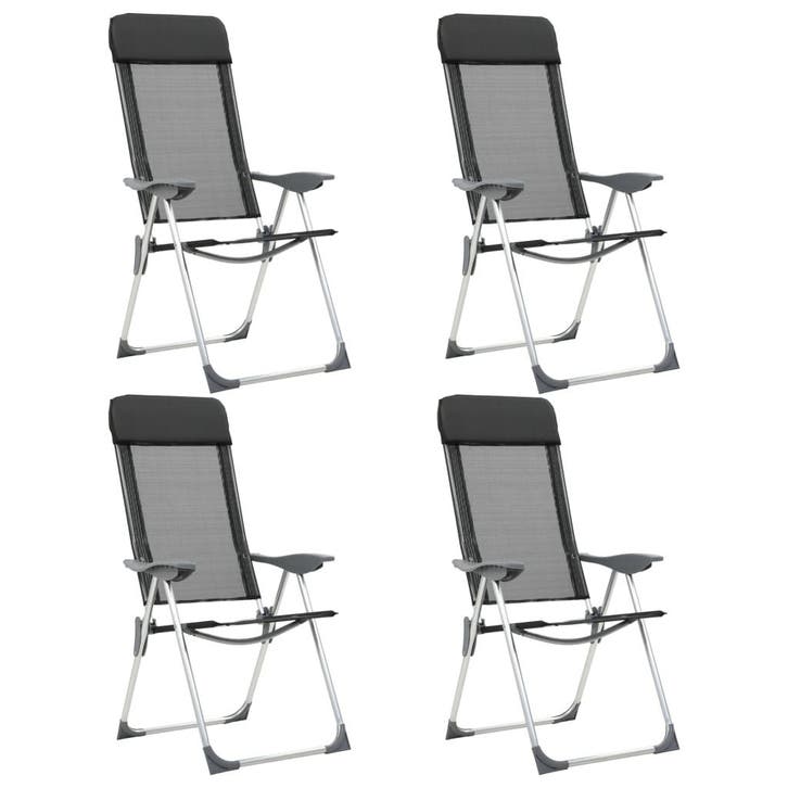vidaXL Campingstoelen inklapbaar aluminium zwart 4 st, Caravans en Kamperen, Kampeermeubelen, Nieuw, Verzenden