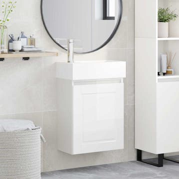 vidaXL Badkamermeubel met kraan Hoogglans Wit 45,5 x 22,5 x, Verzenden, Nieuw