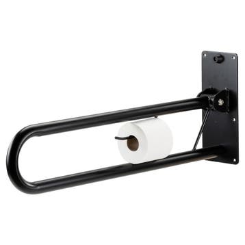 Toiletbeugel opklapbaar 76 cm met toiletrolhouder - Mat zwar, Ophalen of Verzenden, Nieuw