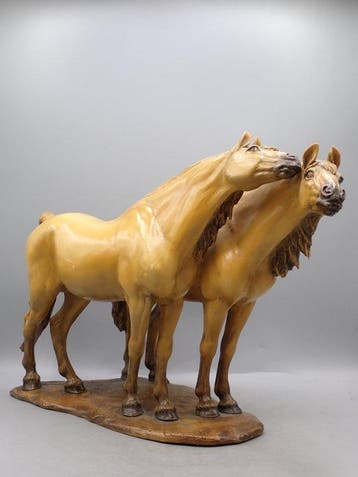 Cacciapuoti - Figuur - Grooming horses - Keramiek