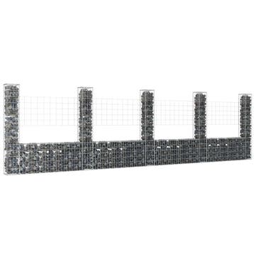 vidaXL Schanskorf U-vormig met 5 palen 500x20x150 cm ijzer, Tuin en Terras, Tuinhekken en Hekwerk, Verzenden, Nieuw