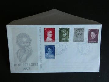 Nederland 1957 - Kinderzegels 1957 op blanco FDC met, Gestempeld