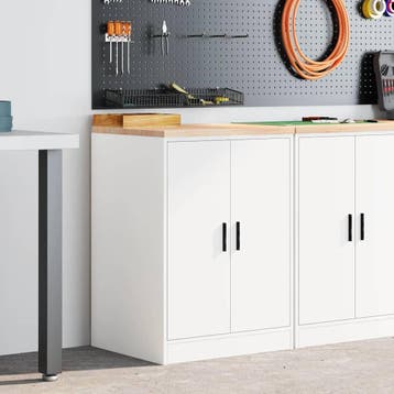 vidaXL Garagekast 60x51x85 cm massief grenenhout wit, Verzenden