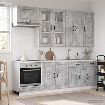 vidaXL Keukenblok KALMAR 8 st Betongrijs Bewerkt hout, Verzenden, Nieuw
