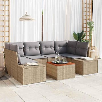 vidaXL Tuinbank Set met opslag 7 pcs Beige en Lichtgrijs, Verzenden
