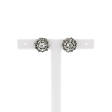 Victoriaanse goud met zilveren oorstekers met diamanten;..., Handtassen en Accessoires, Oorbellen, Gebruikt, Ophalen of Verzenden