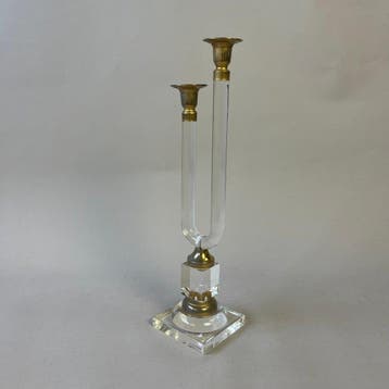 Kandelaar Mid-Century Brass & Lucite Candleholder - 2, Antiek en Kunst