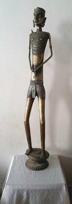 Grote Beeld Bastar 120 cm - Dhokrat - Brons - India - 20e, Antiek en Kunst