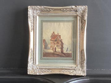 Petrus Gerardus Vertin (1819-1893) - Huis met figuren aan