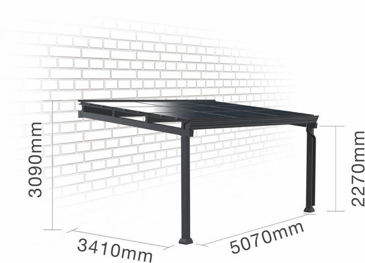 Carport solaire une voiture contre un mur, Bricolage & Construction, Panneaux solaires & Accessoires, Enlèvement