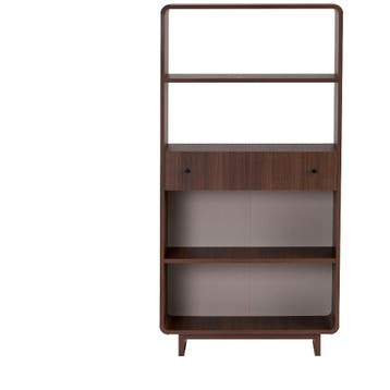 Evila Modern Milano Walnut Bookshelf, 78 X 153 X 34 Cm 100%, Verzenden, 150 tot 200 cm, Nieuw, Scandinavisch