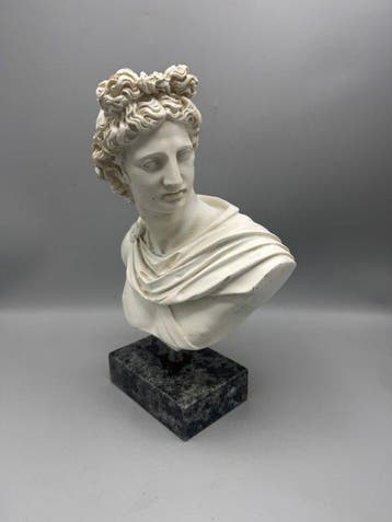 Buste, Klassieke buste van de god Apollo - 32 cm - Marmer,