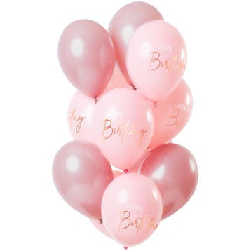 Happy Birthday Ballonnen Roze 30cm 12st, Verzenden