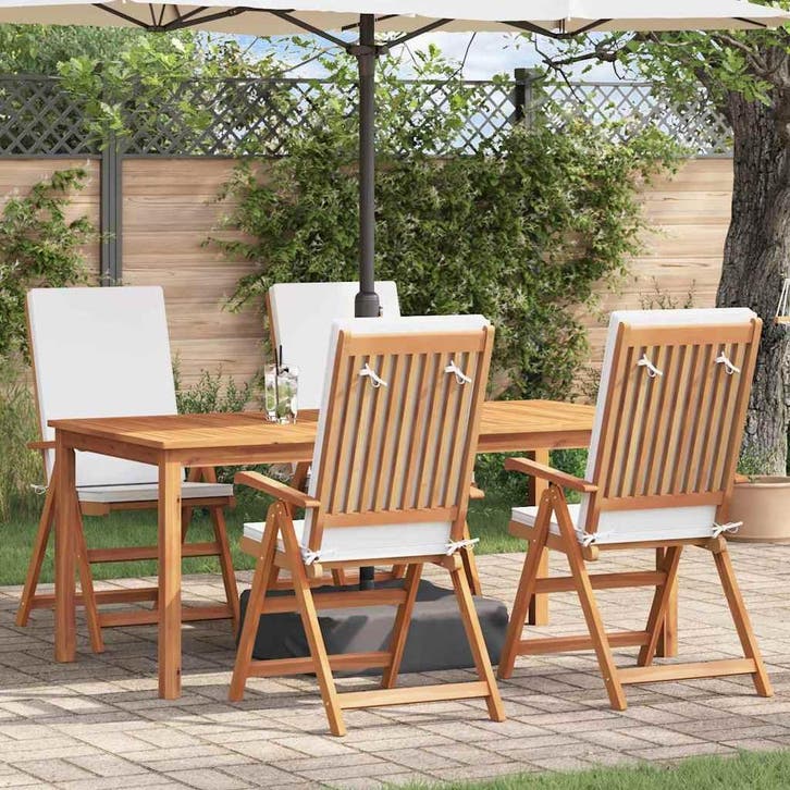 vidaXL Tuinstoel 4 st Bruin en wit Massief Teakhout, Jardin & Terrasse, Chaises de jardin, Envoi