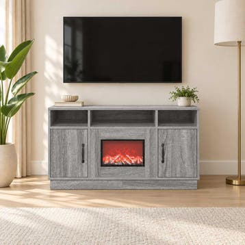 vidaXL Elektrische haard Grijs Sonoma 100 x 33 x 55 cm, Maison & Meubles, Verzenden