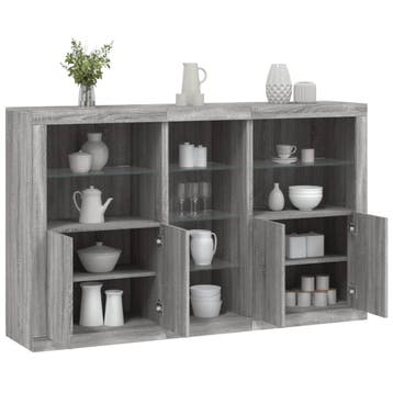 vidaXL Dressoir met LED-verlichting 162x37x100 cm grijs, Huis en Inrichting, Kasten | Dressoirs, Verzenden, Nieuw