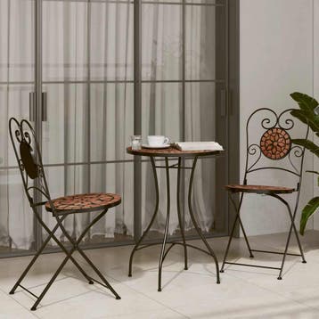 vidaXL Bistroset mozaïek ijzer en keramiek terracottakleurig, Verzenden