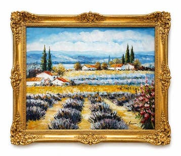 P. Brusson (XXI) - Lavender Fields in Provence by the Lake