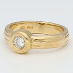 Ring - 14 karaat Geel goud Diamant (Natuurlijk) - Solitair, Bijoux, Sacs & Beauté, Bagues