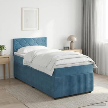 vidaXL Boxspringbed met matras Donkerblauw 90 x 200 cm, Verzenden
