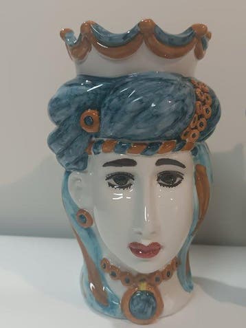 sculptuur, Coppia di Teste di Moro Caltagirone - 20 cm -
