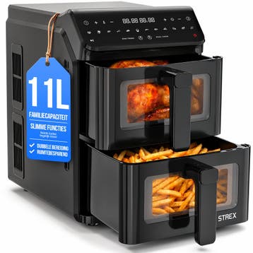 Strex Airfryer Dubbele Mand 11L XXL Heteluchtfriteuse 2500W, Elektronische apparatuur, Verzenden, Nieuw