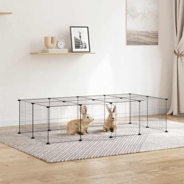 vidaXL Huisdierenkooi met deur 20 panelen 140x70x35 cm staal, Verzenden, Nieuw