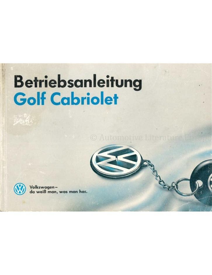 1991 VOLKSWAGEN GOLF I CABRIOLET INSTRUCTIEBOEKJE DUITS, Auto diversen, Handleidingen en Instructieboekjes, Ophalen of Verzenden