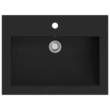 Wasbak 600x450x120 mm zwart - Kwalitatieve wastafel voor..., Verzenden, Zo goed als nieuw, Steen, Wastafel