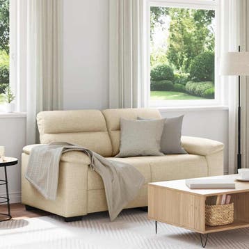 vidaXL 2-zitsbank / zetel crème 160x81x84 cm stof, Huis en Inrichting, Zetels | Zetels, Verzenden, Nieuw